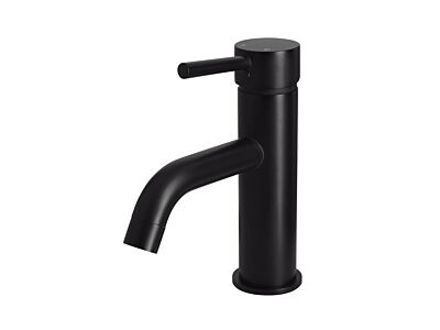Meir matte black basin mixer round with curved spout