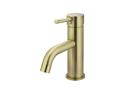 Meir tiger bronze gold basin mixer round with curved spout