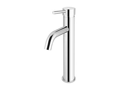 Meir polished-chrome basin mixer round with high curved spout