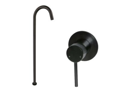 Meir matte black wall mixer bath set round - set 5