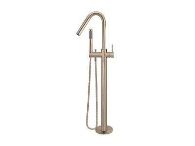 Meir rose-gold freestanding bath mixer round with hand shower