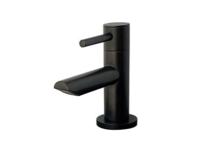 Meir matte black handbasin tap round