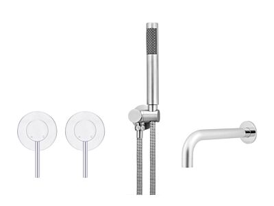 Meir polished-chrome wall mixer bath set round - set 1