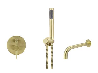 Meir tiger bronze gold wall mixer bath set round - set 2 (large rosette)