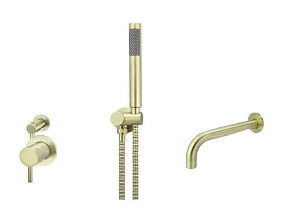 Meir tiger bronze gold wall mixer bath set round - set 3 (small rosette)