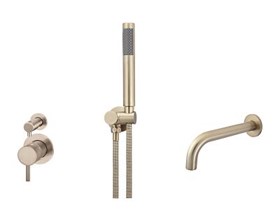 Meir rose-gold wall mixer bath set round - set 3 (small rosette)