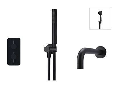 Meir matte black built-in thermostatic bath set - set 4