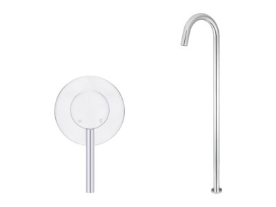 Meir polished-chrome wall mixer bath set round - set 5