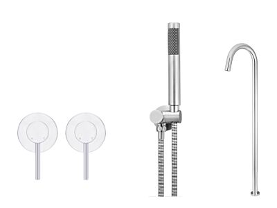 Meir polished-chrome wall mixer bath set round - set 6
