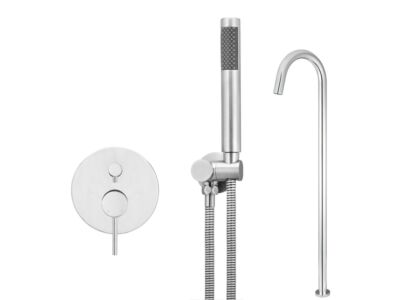 Meir polished-chrome wall mixer bath set round - set 7 (large rosette)