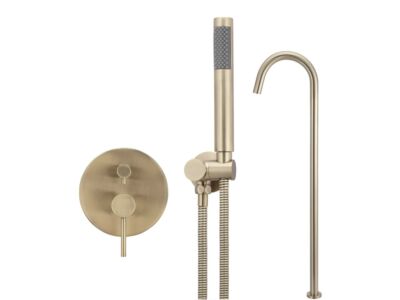 Meir rose-gold wall mixer bath set round - set 7 (large rosette)