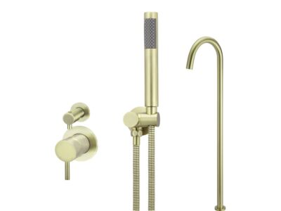 Meir tiger bronze gold wall mixer bath set round - set 8 (small rosette)