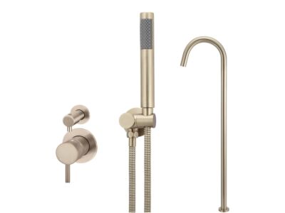 Meir rose-gold wall mixer bath set round - set 8 (small rosette)