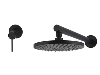 Meir matte black wall mixer shower set round - set 1