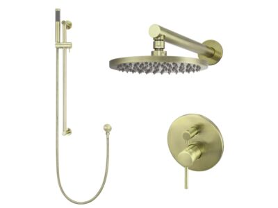 Meir tiger bronze gold wall mixer shower set round - set 2 (large rosette)