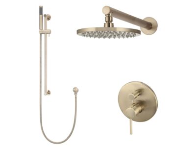 Meir rose-gold wall mixer shower set round - set 2 (large rosette)