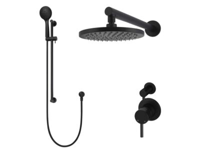 Meir matte black wall mixer shower set round - set 3 (small rosette)