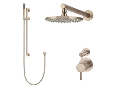Meir rose-gold wall mixer shower set round - set 3 (small rosette)