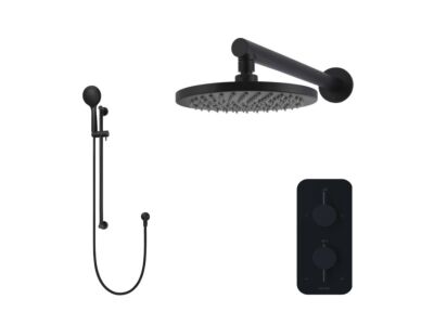 Meir matte black built-in thermostatic shower set round - set 4