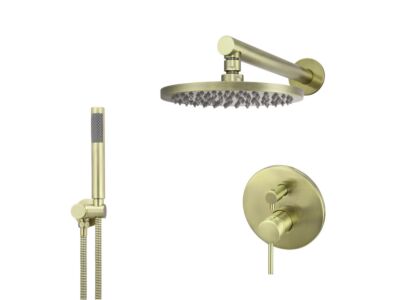 Meir tiger bronze gold wall mixer shower set round - set 5 (large rosette)