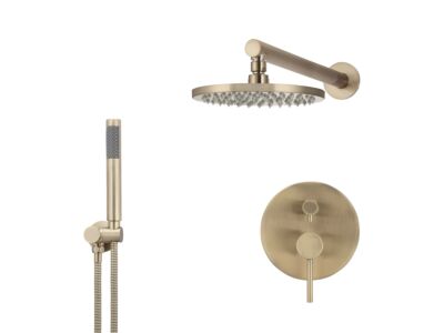 Meir rose-gold wall mixer shower set round - set 5 (large rosette)