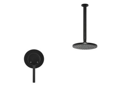 Meir matte black wall mixer shower set round - set 8