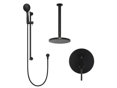 Meir matte black wall mixer shower set round - set 9 (large rosette)