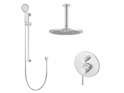 Meir polished-chrome wall mixer shower set round - set 9 (large rosette)