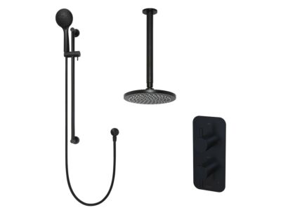 Meir matte black built-in thermostatic shower set round - set 11