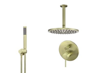 Meir tiger bronze gold wall mixer shower set round - set 12 (large rosette)