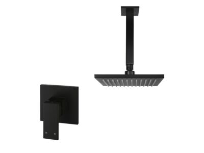 Meir matte black wall mixer shower set square - set 3