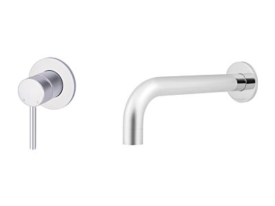 Meir polished-chrome wall mixer set round - set 1 (spout 21 cm / handle long)