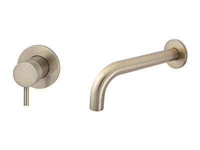 Meir rose-gold wall mixer set round - set 2 (spout 21 cm / handle short)