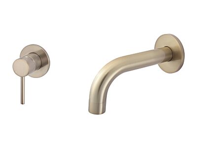 Meir rose-gold wall mixer set round - set 3 (spout 13 cm / handle long)