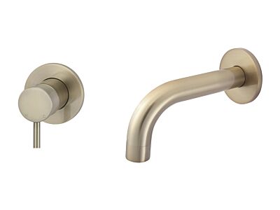 Meir rose-gold wall mixer set round - set 4 (spout 13 cm / handle short)