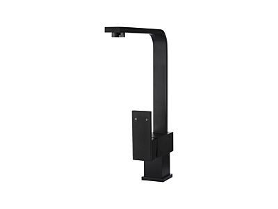 Meir matte black kitchen mixer square with flat spout