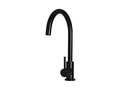 Meir matte black kitchen mixer round with curved spout