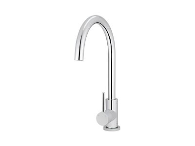 Meir polished-chrome kitchen mixer round with curved spout