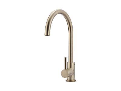 Meir rose-gold kitchen mixer round with curved spout