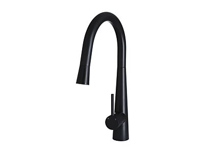Meir matte black kitchen mixer round with extendable hose