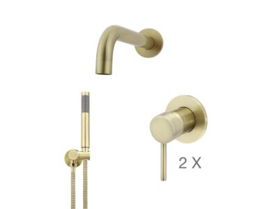 Meir tiger bronze gold wall mixer bath set round - set 1