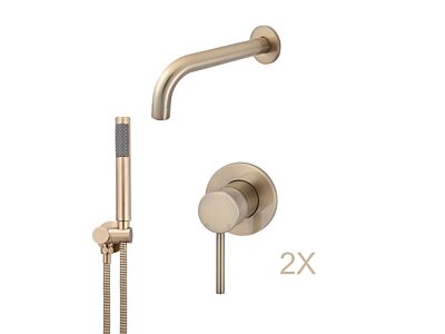 Meir rose-gold wall mixer bath set round - set 1