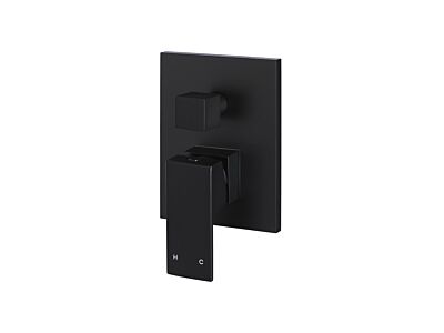 Meir matte black wall mixer square with diverter