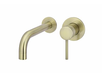 Meir tiger bronze gold wall mixer set round - set 1 (spout 21 cm / handle long)