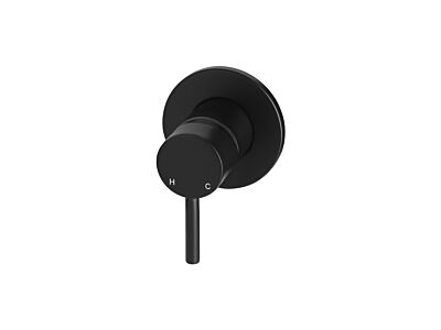 Meir matte black wall mixer round with short lever