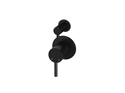Meir matte black wall mixer with diverter round rosette small