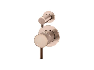 Meir rose-gold wall mixer with diverter round rosette small