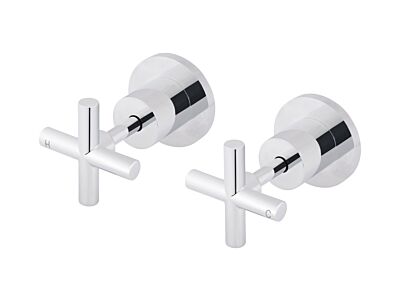 Meir polished-chrome wall top assembly cross & in-wall component