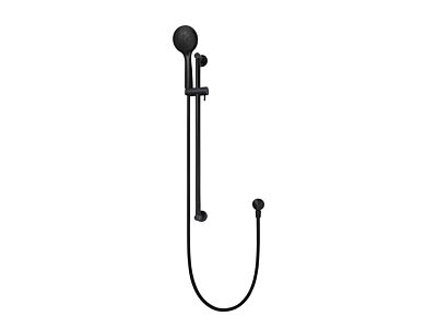 Meir matte black hand shower round with sliding rail
