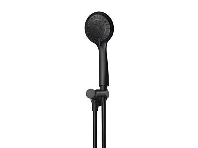 Meir matte black hand shower round with holder